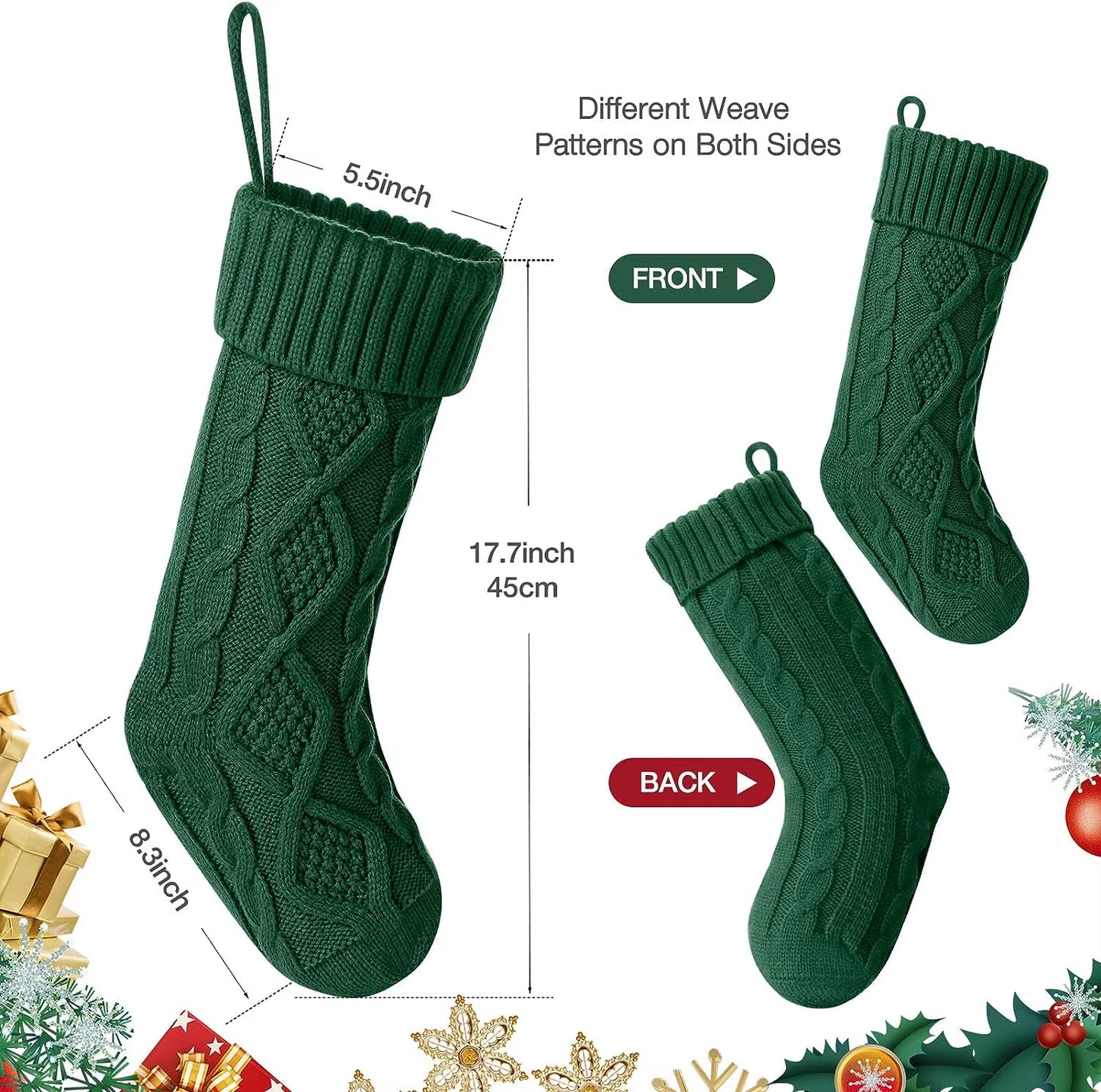 Large Cable Knit Christmas Stockings for Kids - Perfect Holiday Decorations for Family Parties