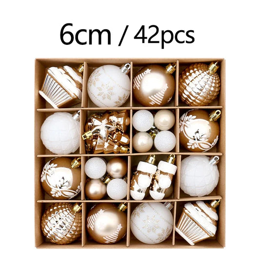 42-Piece Shatterproof Christmas Ball Ornaments Set - Red, Green & Gold Holiday Decor