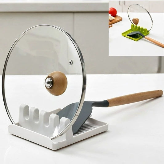 Kitchen Utensil Rest & Pot Lid Holder - Non-Slip Spoon & Spatula Organizer