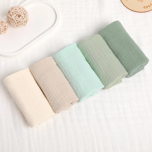 5Pcs 6-Layer Pure Cotton Baby Washcloths & Burp Cloths - Soft Absorbent Newborn Towels
