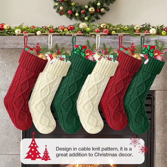 Large Cable Knit Christmas Stockings for Kids - Perfect Holiday Decorations for Family Parties