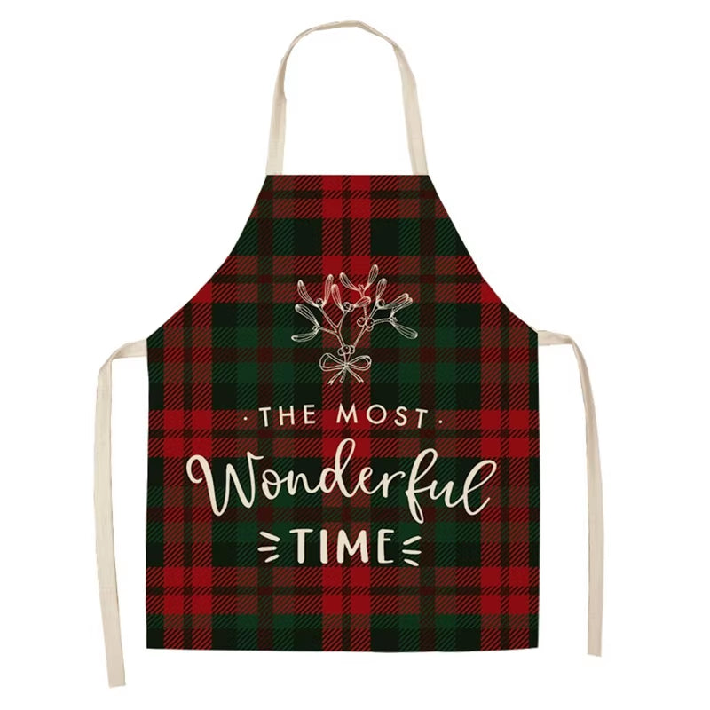 Linen Merry Christmas Apron Christmas Decorations for Home Kitchen Accessories 2024 Christmas Natal Navidad 2025 New Year Gifts