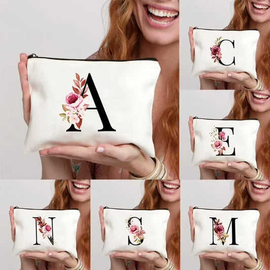 Letters Floral Makeup Bag – Personalized Gift for her