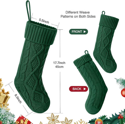 Large Cable Knit Christmas Stockings for Kids - Perfect Holiday Decorations for Family Parties