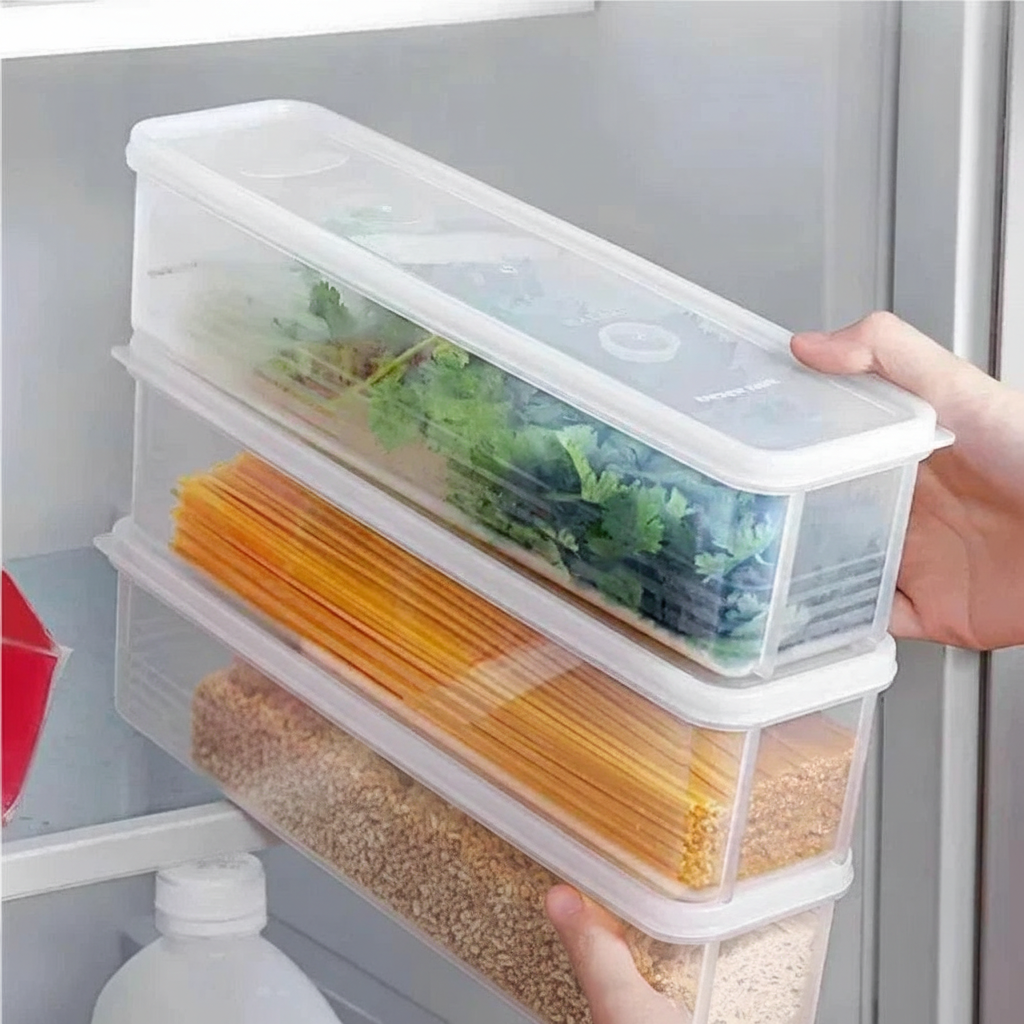 2-Pack Slim Clear Fridge Organizer Bins