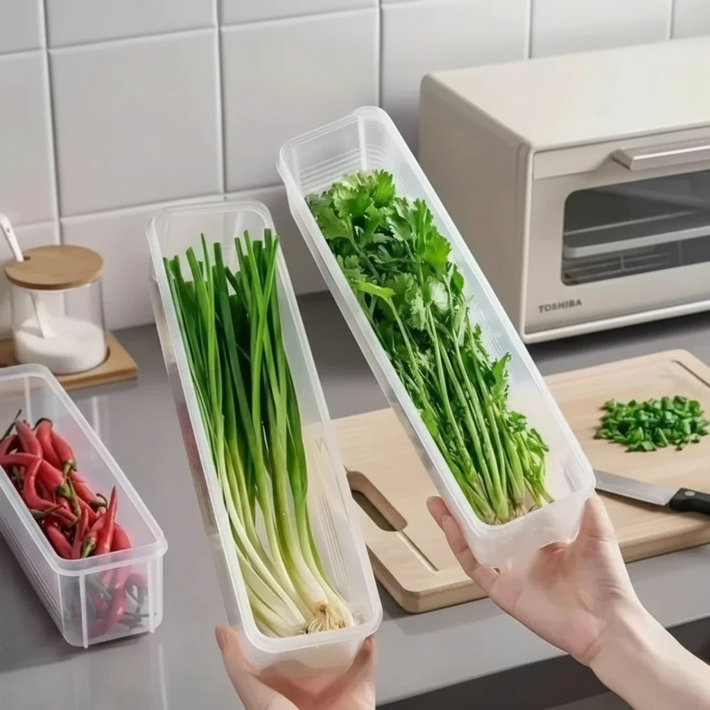 2-Pack Slim Clear Fridge Organizer Bins