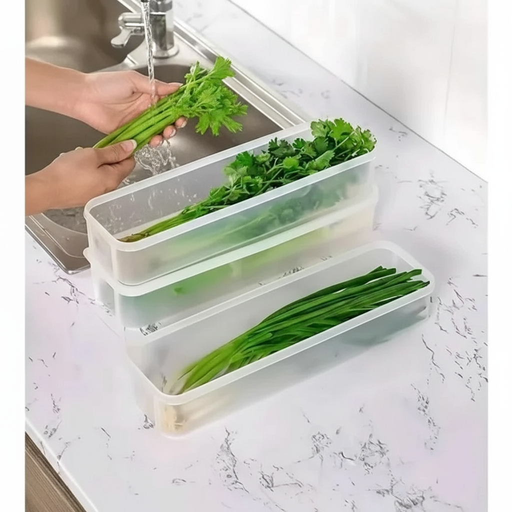 2-Pack Slim Clear Fridge Organizer Bins