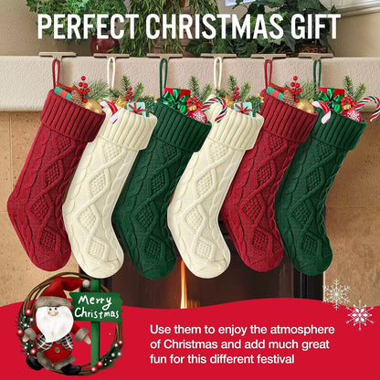 Large Cable Knit Christmas Stockings for Kids - Perfect Holiday Decorations for Family Parties