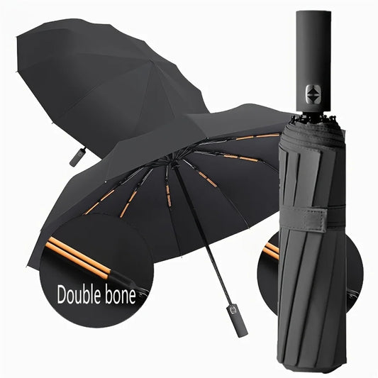 12-Bone Fully Automatic Umbrella – Heavy-Duty, Windproof & UV-Resistant