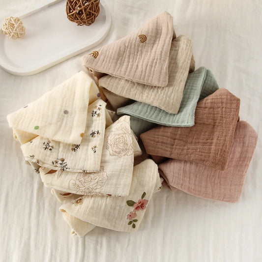 5Pcs 6-Layer Pure Cotton Baby Washcloths & Burp Cloths - Soft Absorbent Newborn Towels