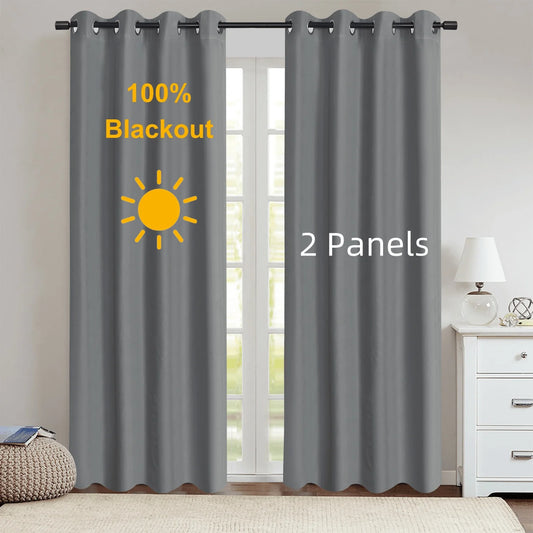 2-Piece Modern 100% Blackout Curtain Set