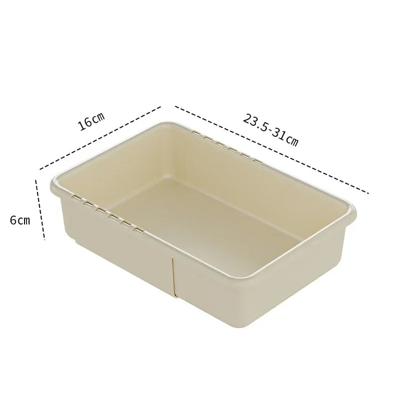 Minimalist Cream Adjustable Drawer Organizer Bin