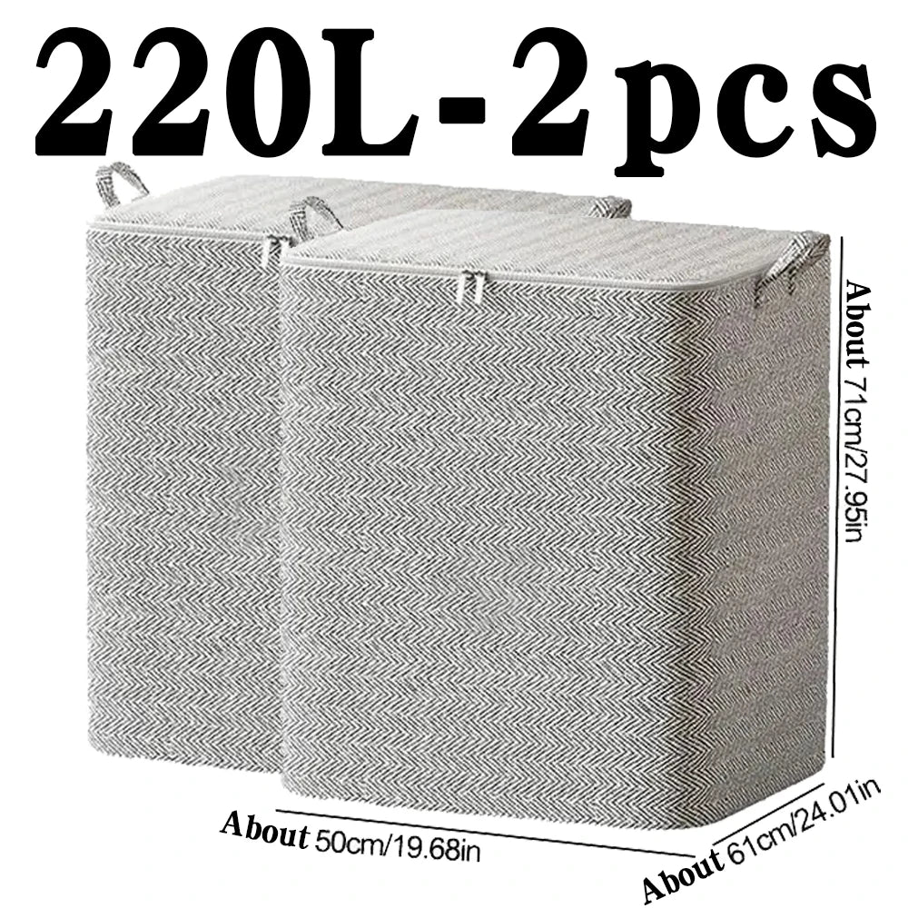 Jumbo Striped Zippered Storage Tote