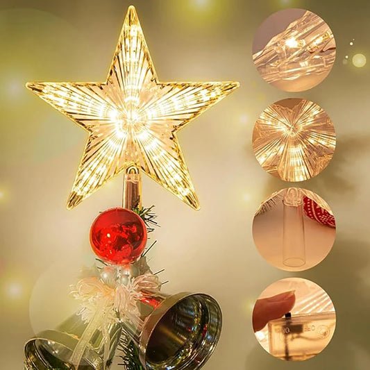 LED Christmas Tree Star Topper – Warm White Light Holiday Decoration (15/18cm)