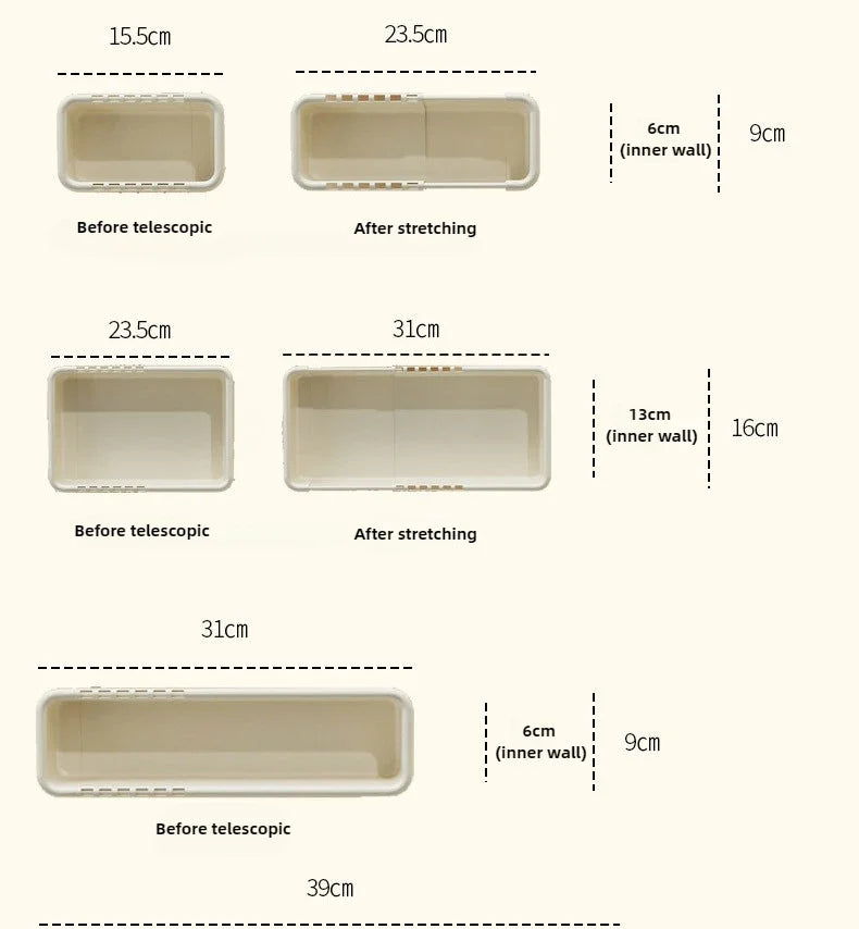 Minimalist Cream Adjustable Drawer Organizer Bin