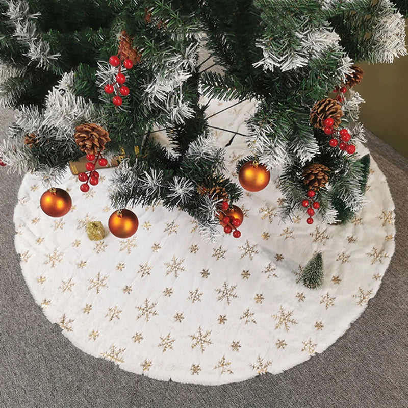 Luxury White Faux Fur Christmas Tree Skirt – Soft Plush Decorative Base for Holiday Trees (78/90/122cm)