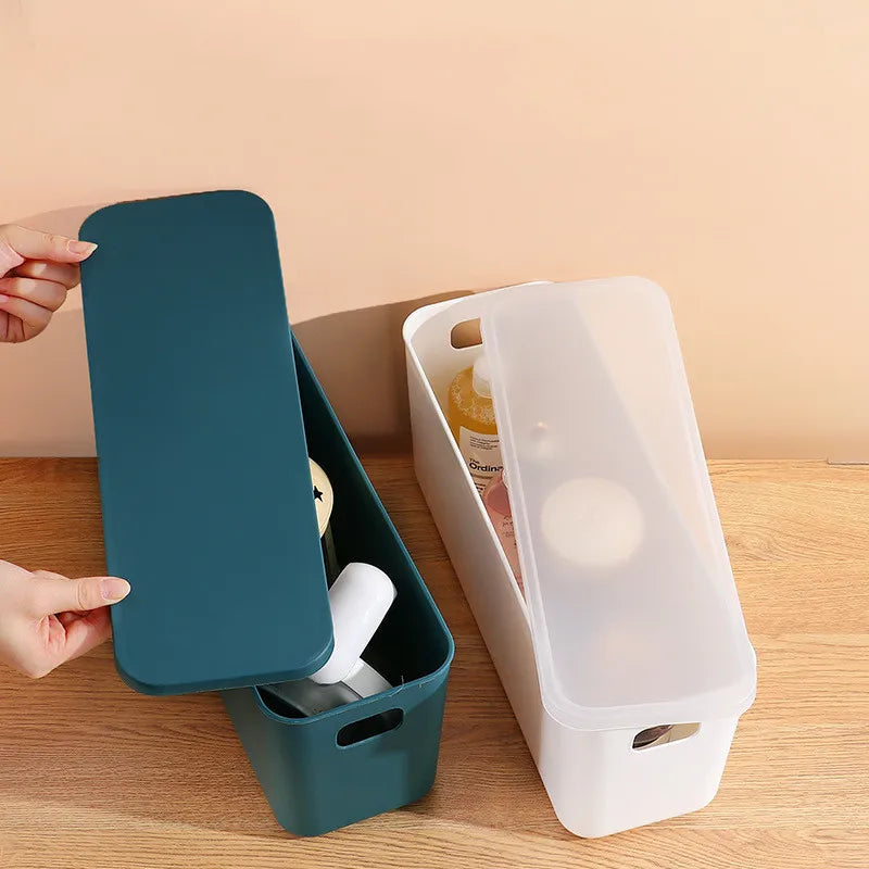 Minimalist Narrow Lidded Storage Bin