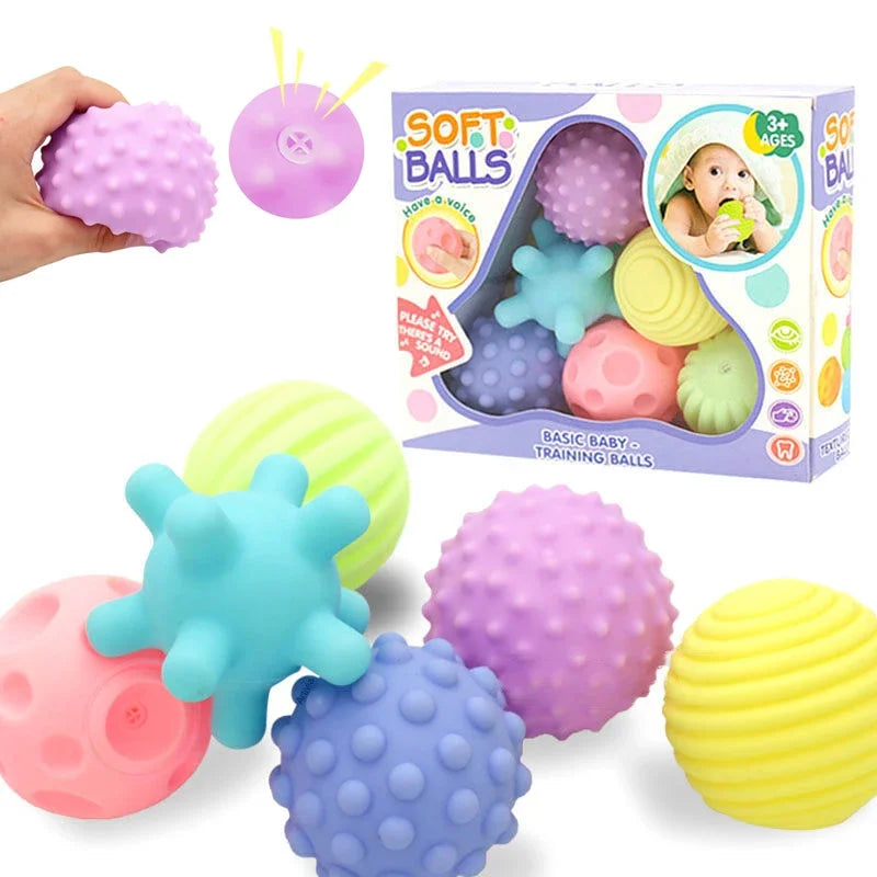 Baby Sensory Touch & Teether Ball Set - 6 Pack Soft Tactile Development Toy