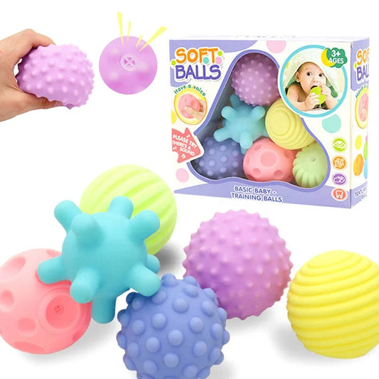 Baby Sensory Touch & Teether Ball Set - 6 Pack Soft Tactile Development Toy