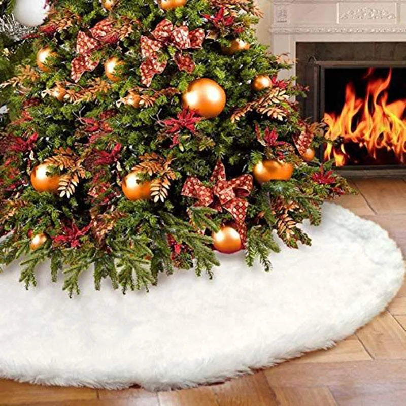 Luxury White Faux Fur Christmas Tree Skirt – Soft Plush Decorative Base for Holiday Trees (78/90/122cm)