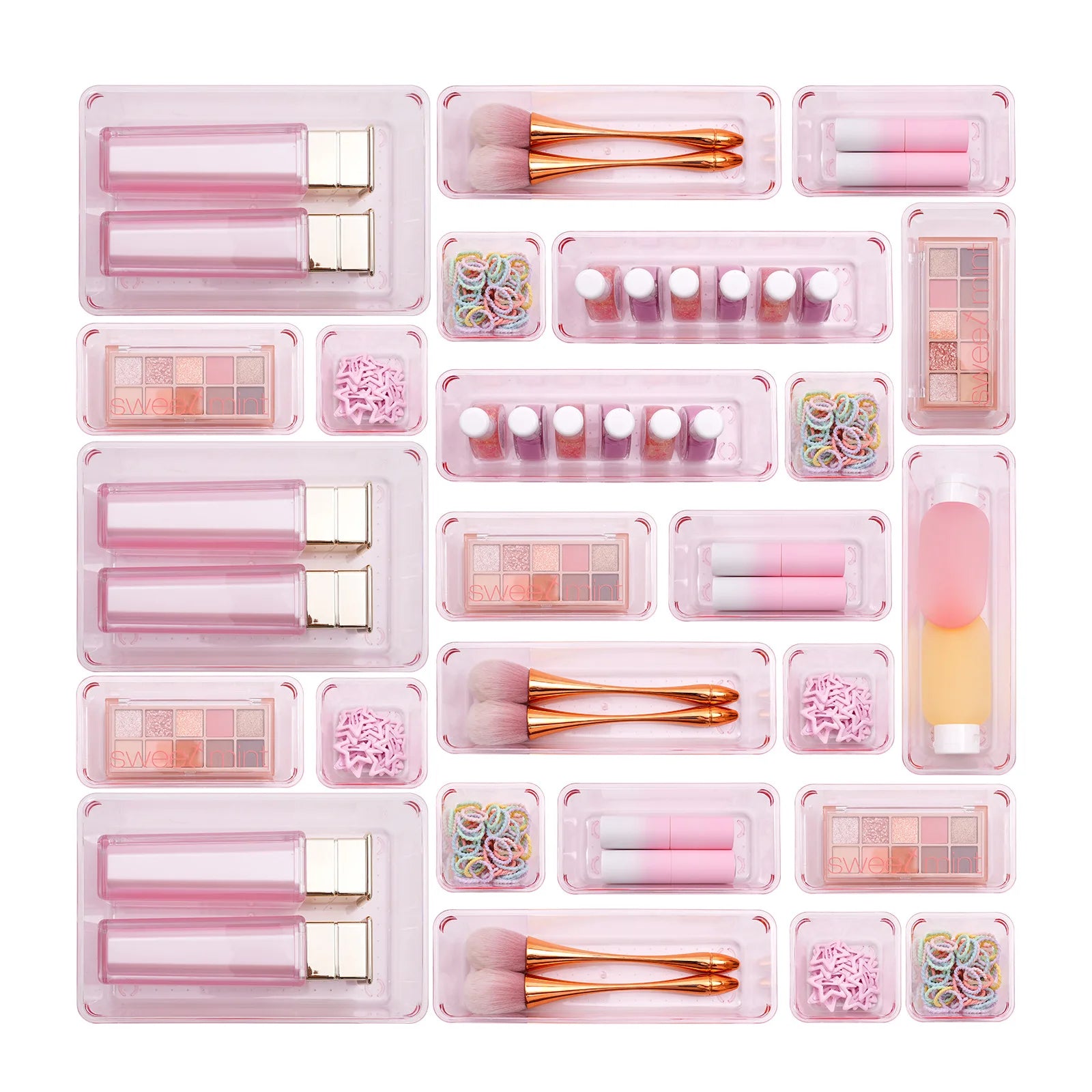Clear 25-Piece Drawer Organizer Set