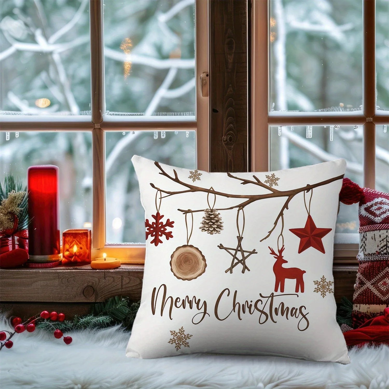 Christmas Tree & Snowflake Pattern Merry Christmas Pillow Covers