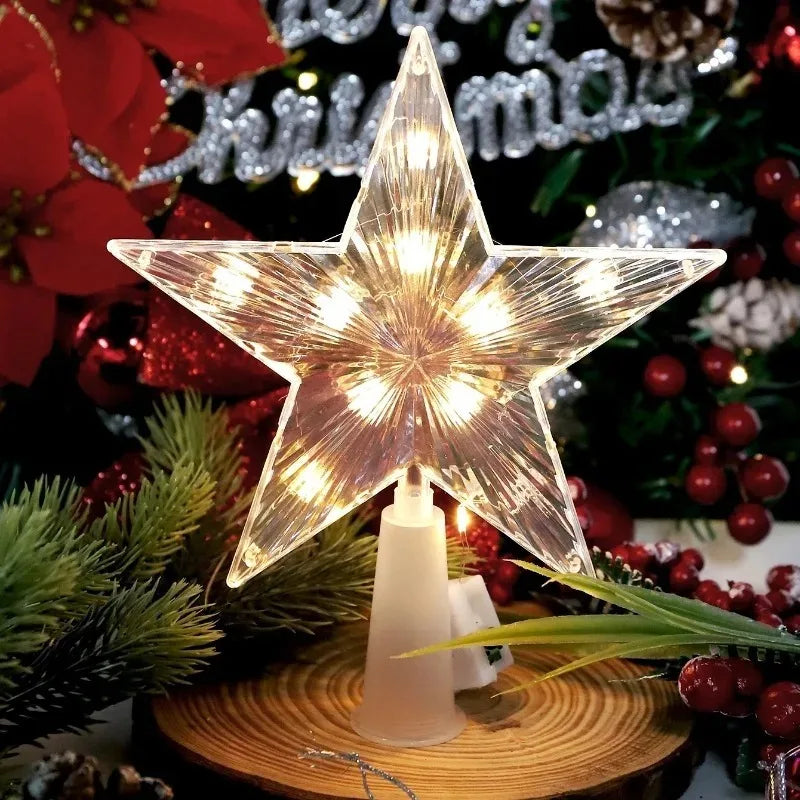 LED Christmas Tree Star Topper – Warm White Light Holiday Decoration (15/18cm)