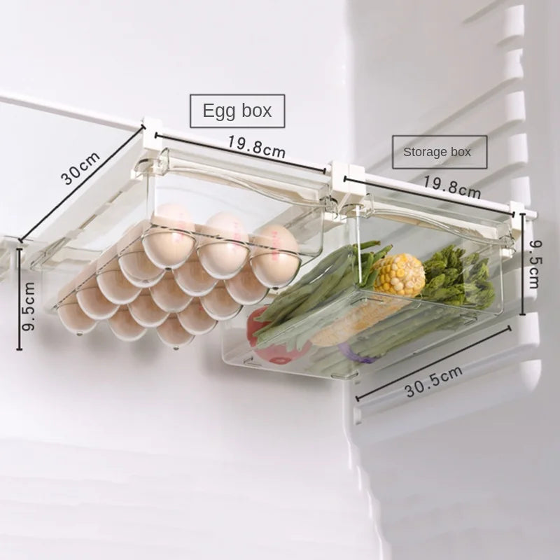 Clear Slide-Out Fridge Drawer Organizer