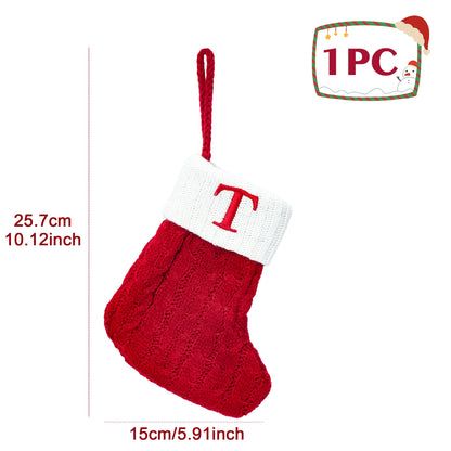 Knitted Christmas Stockings – Snowflake & Letter Designs | Cozy Holiday Decorations