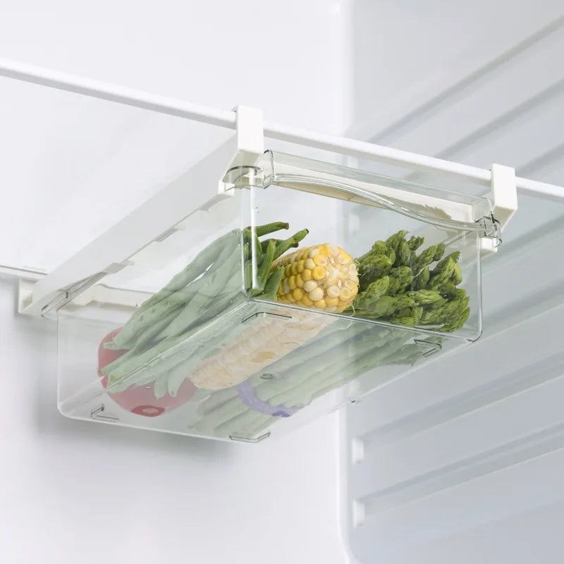 Clear Slide-Out Fridge Drawer Organizer