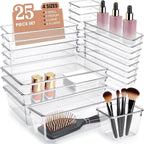 Clear 25-Piece Drawer Organizer Set