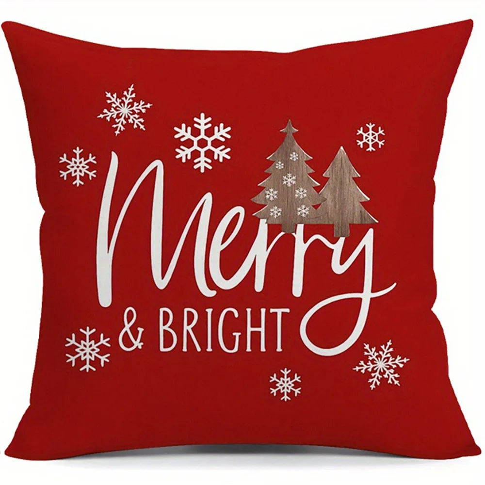 Christmas Tree & Snowflake Pattern Merry Christmas Pillow Covers