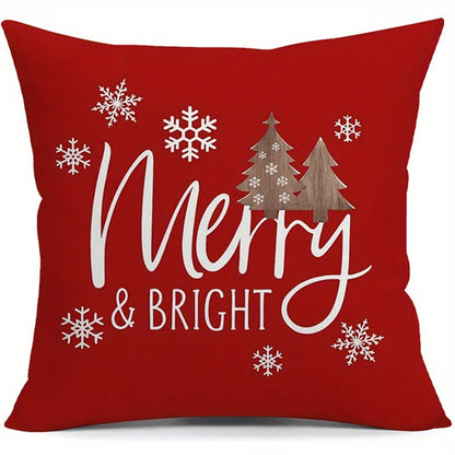 Christmas Tree & Snowflake Pattern Merry Christmas Pillow Covers