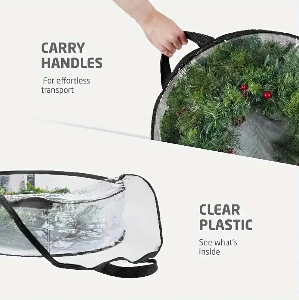 Clear Zippered Christmas Wreath Storage