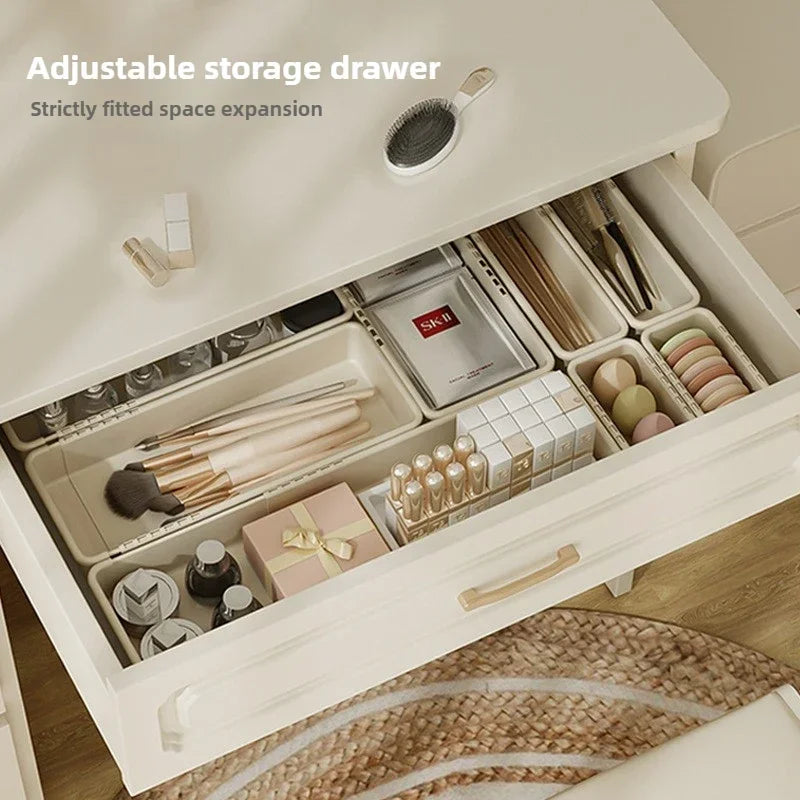 Minimalist Cream Adjustable Drawer Organizer Bin