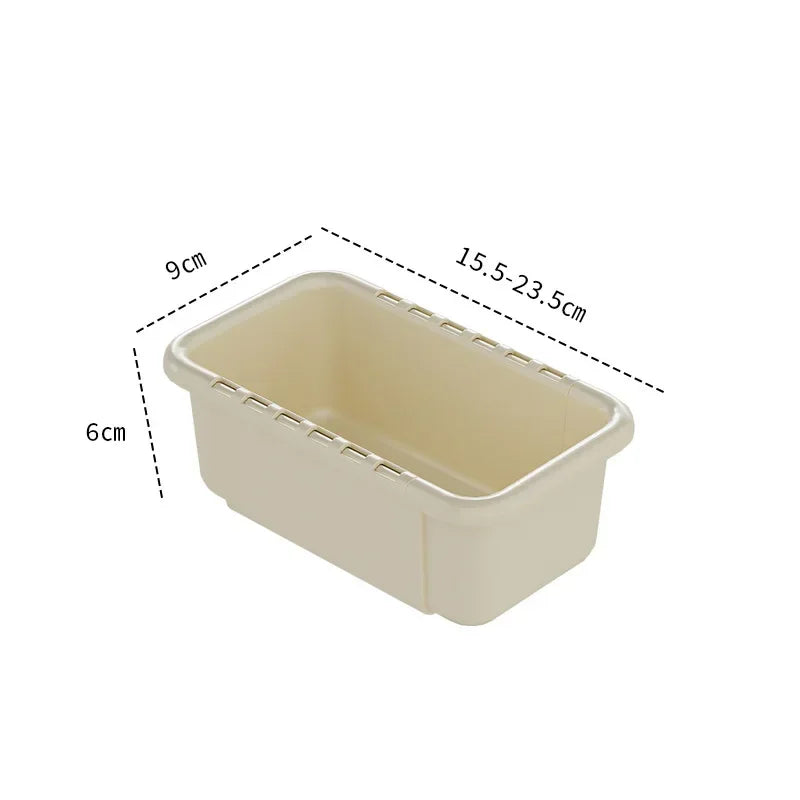 Minimalist Cream Adjustable Drawer Organizer Bin