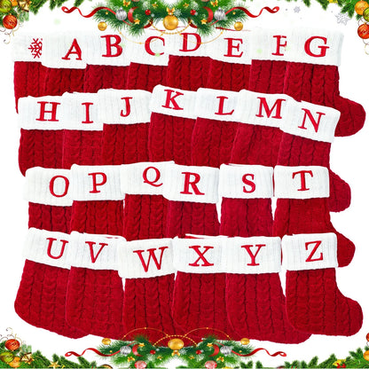 Knitted Christmas Stockings – Snowflake & Letter Designs | Cozy Holiday Decorations