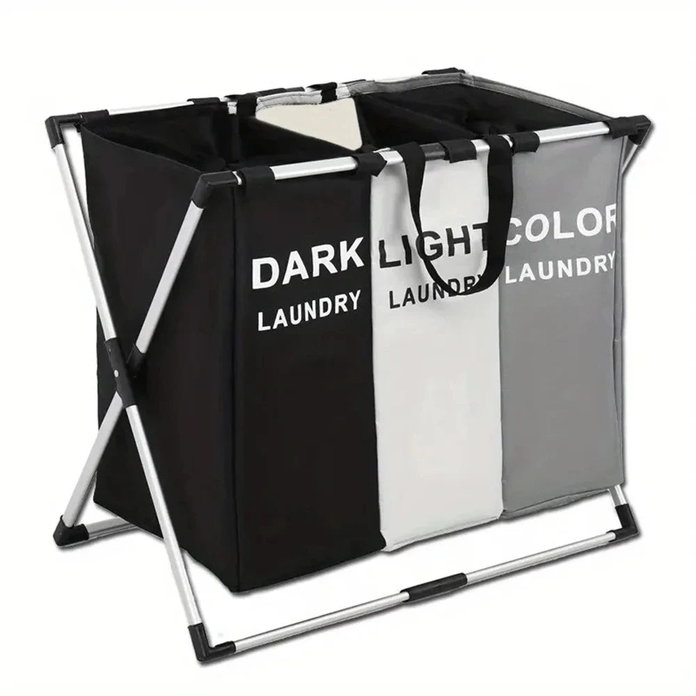 Foldable 3-Section X-Frame Laundry Sorter