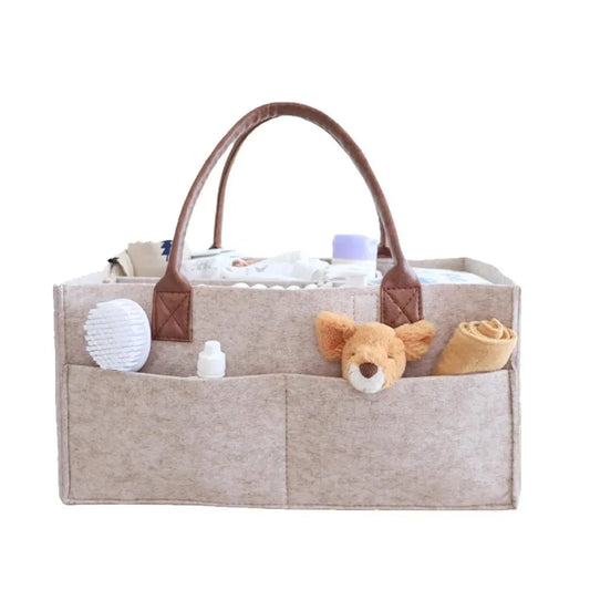 Baby Felt Nursery Storage Basket – Large Diaper Organizer with Handle