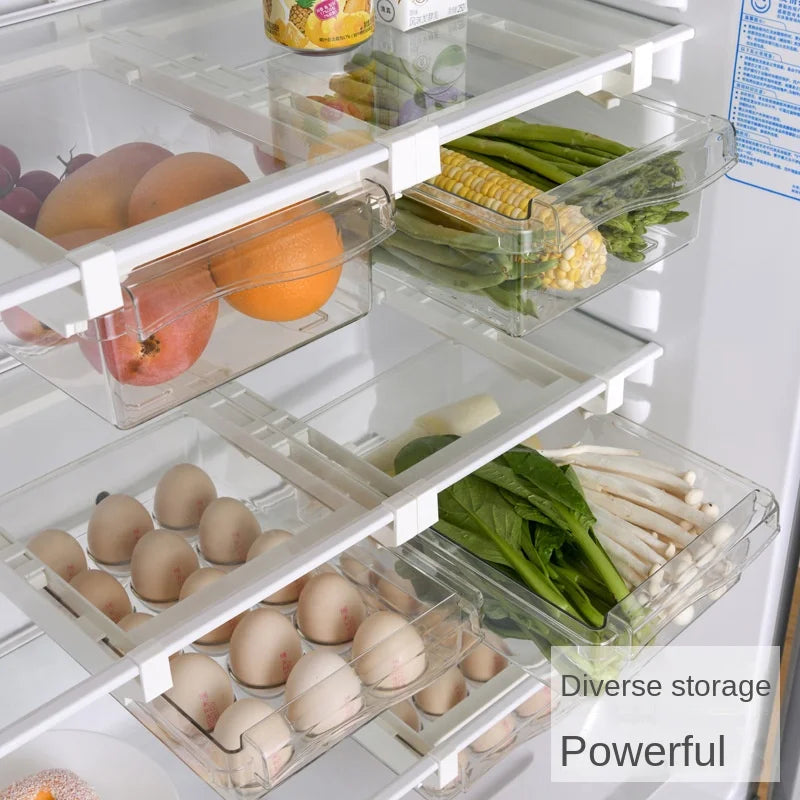 Clear Slide-Out Fridge Drawer Organizer