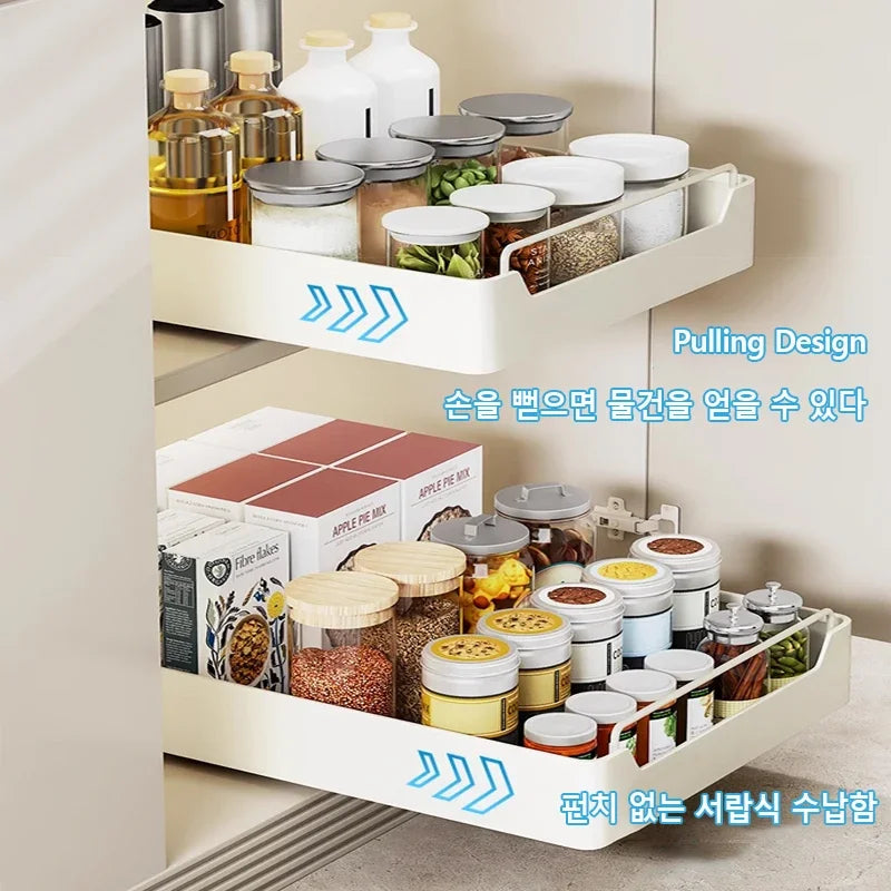 Slide-Out Cabinet Drawer Organizer Rack