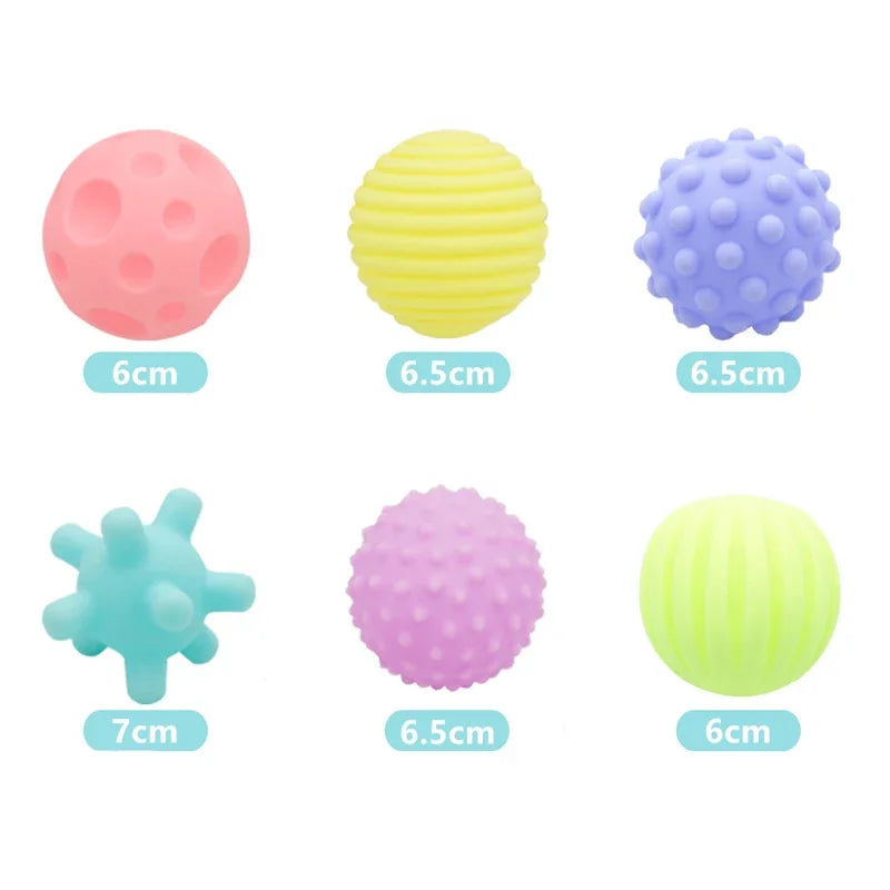 Baby Sensory Touch & Teether Ball Set - 6 Pack Soft Tactile Development Toy
