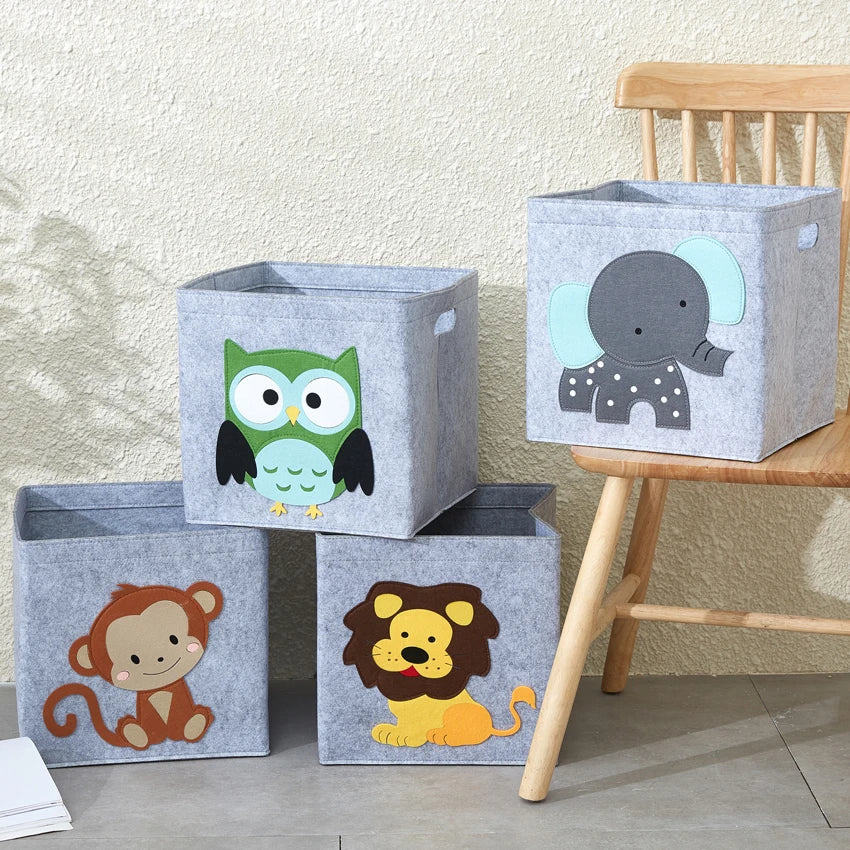 Felt Animal Cube Storage Bin