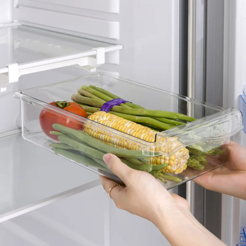 Clear Slide-Out Fridge Drawer Organizer