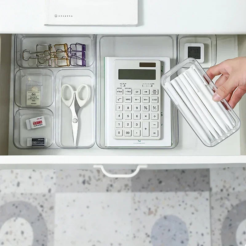 Clear PET Stackable Desk Organizer Drawers