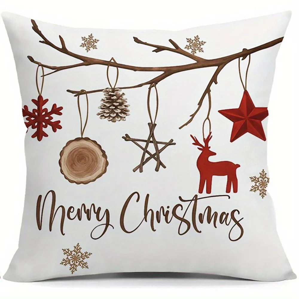 Christmas Tree & Snowflake Pattern Merry Christmas Pillow Covers