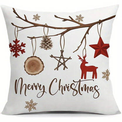 Christmas Tree & Snowflake Pattern Merry Christmas Pillow Covers