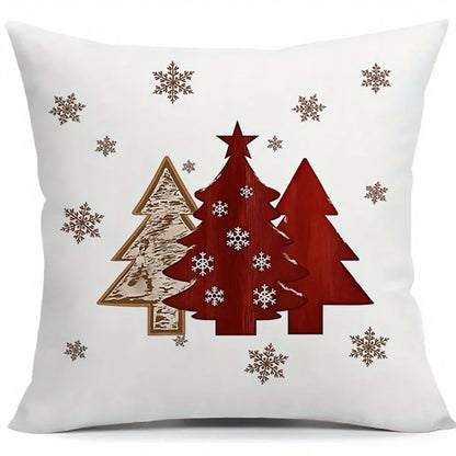Christmas Tree & Snowflake Pattern Merry Christmas Pillow Covers