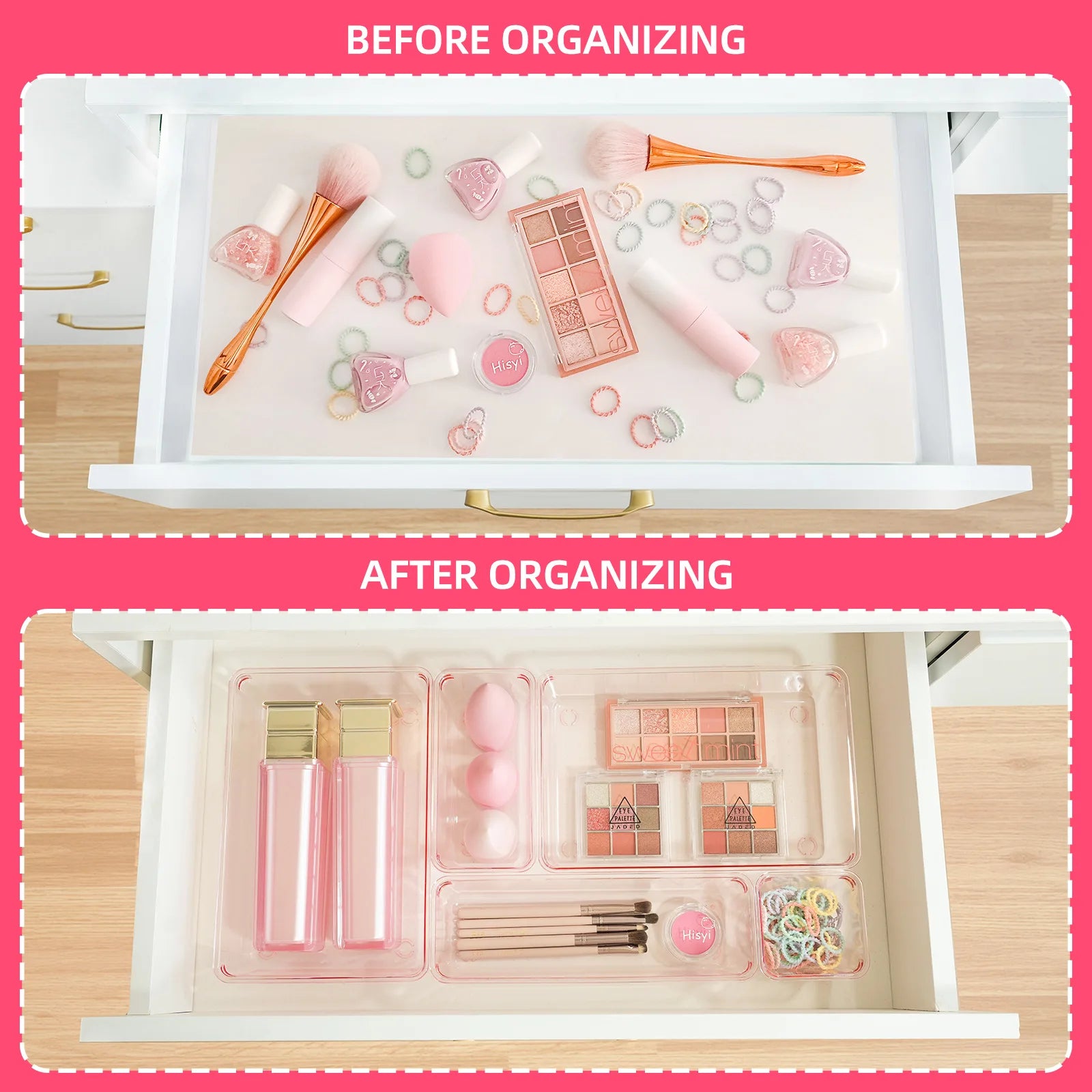 Clear 25-Piece Drawer Organizer Set