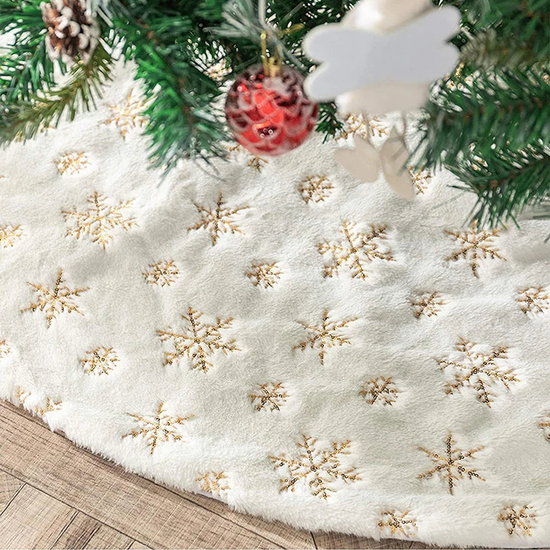 Luxury White Faux Fur Christmas Tree Skirt – Soft Plush Decorative Base for Holiday Trees (78/90/122cm)